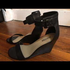 Black wedges with ankle strap